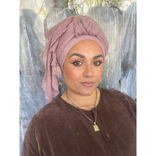 Cozy Israeli Waffled + Tassel Details Headwrap - Antique Pink-Long Wrap-The Little Tichel Lady