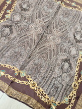 Dior Authentic Designer Headscarf, Brown and Gold