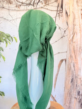 Turkish Cotton Textured NON-SLIP Print Pretied w/ Long Tails - Muted Kelly Green