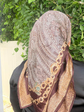 Dior Authentic Designer Headscarf, Brown and Gold