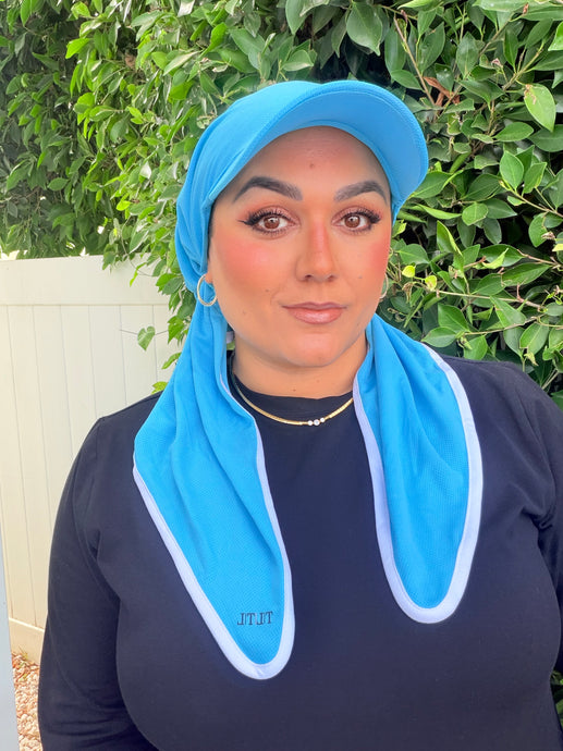 Longer Visor Dri Fit Pretied - Turquoise-pretieds-The Little Tichel Lady