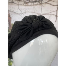 Embellished Hat - Size #2 Black Shimmer Bow-Hat-The Little Tichel Lady