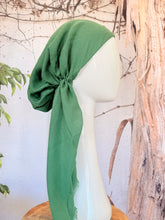 Turkish Cotton Textured NON-SLIP Print Pretied w/ Long Tails - Muted Kelly Green