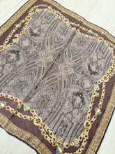 Dior Authentic Designer Headscarf, Brown and Gold
