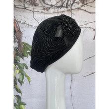 Embellished Hat - Size #2 Black Print Sequins-Hat-The Little Tichel Lady