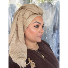 Cozy Israeli Waffled + Tassel Details Headwrap - Mocha-Long Wrap-The Little Tichel Lady