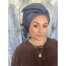 Cozy Israeli Waffled + Tassel Details Headwrap - Midnight-Long Wrap-The Little Tichel Lady