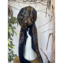 Turkish Cotton Textured Print Pretied w/ Long Tails - Navy-pretieds-The Little Tichel Lady