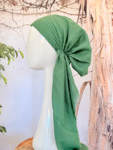 Turkish Cotton Textured NON-SLIP Print Pretied w/ Long Tails - Muted Kelly Green
