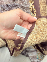Dior Authentic Designer Headscarf, Brown and Gold