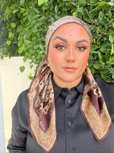 Dior Authentic Designer Headscarf, Brown and Gold