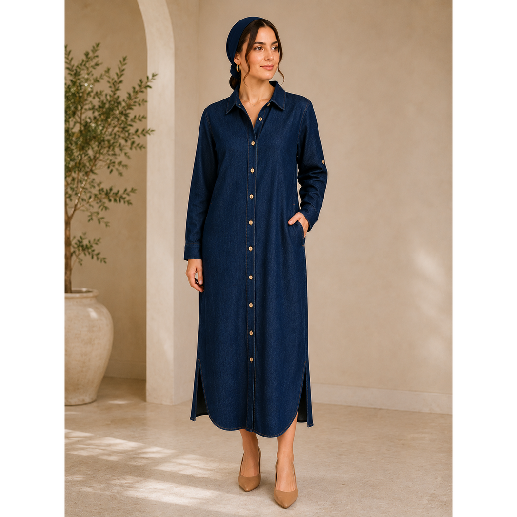 Denim Shirt Dress-dress-The Little Tichel Lady