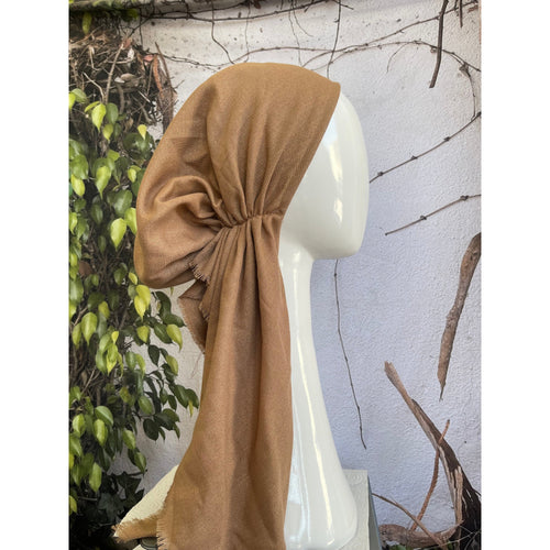 Turkish Cotton Metallic Solid Pretied w/ Long Tails - Caramel-pretieds-The Little Tichel Lady