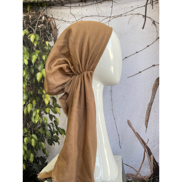 Turkish Cotton NON-SLIP Metallic Pretied w/ Long Tails - Caramel-pretieds-The Little Tichel Lady