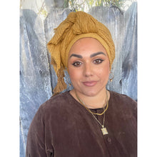 Cozy Israeli Waffled + Tassel Details Headwrap - Golden-Long Wrap-The Little Tichel Lady