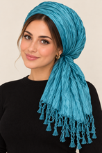 Everyday Luxe Crinkle Headwrap – Aqua Blue-Headwrap-The Little Tichel Lady