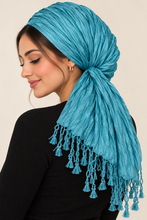 Everyday Luxe Crinkle Headwrap – Aqua Blue-Headwrap-The Little Tichel Lady