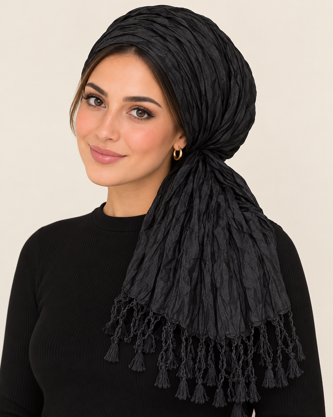 Everyday Luxe Crinkle Headwrap – Black-Headwrap-The Little Tichel Lady