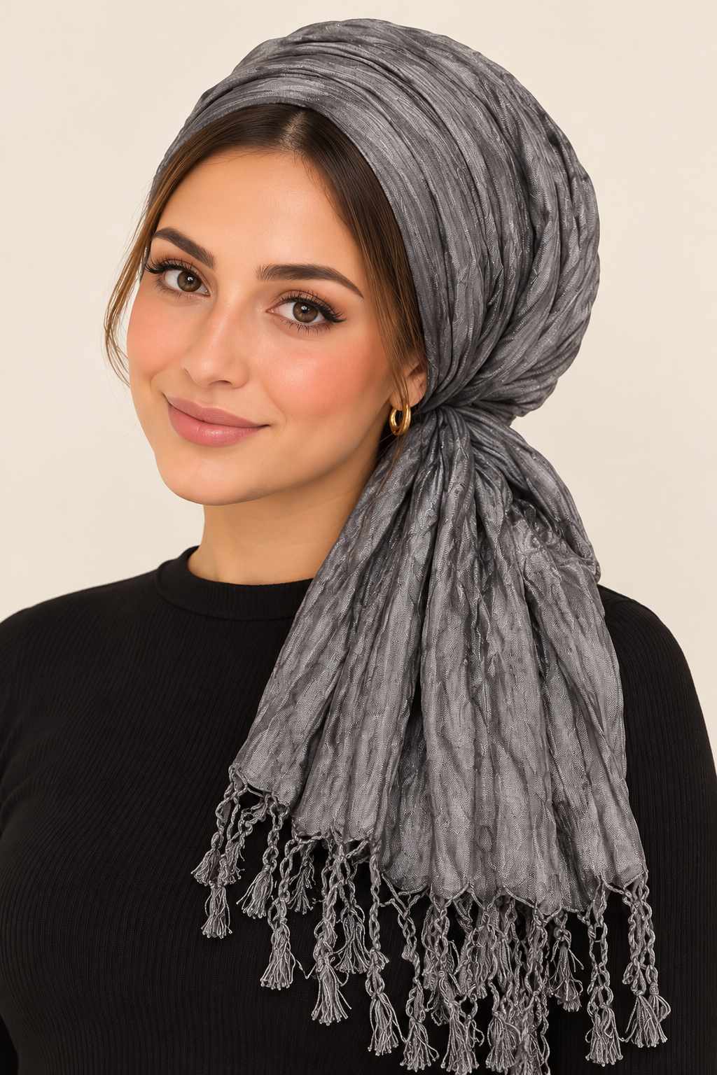 Everyday Luxe Crinkle Headwrap – Gray-Headwrap-The Little Tichel Lady