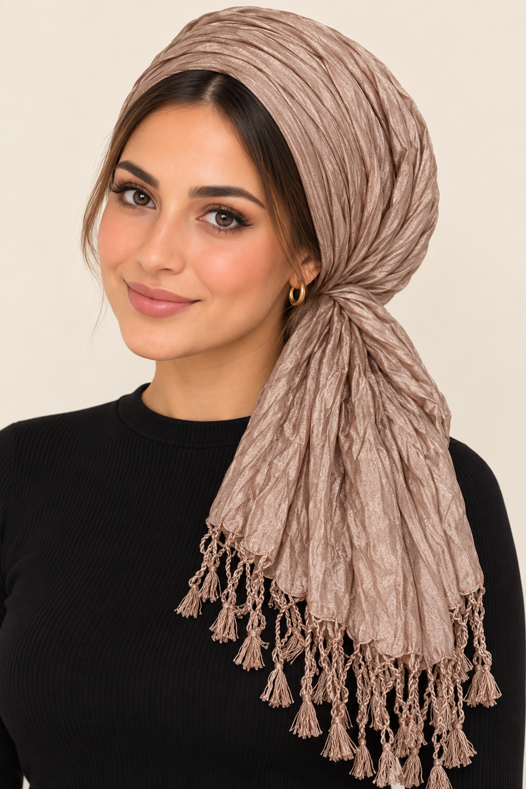 Everyday Luxe Crinkle Headwrap – Light Beige-Headwrap-The Little Tichel Lady