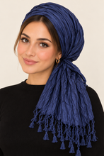 Everyday Luxe Crinkle Headwrap – Navy-Headwrap-The Little Tichel Lady