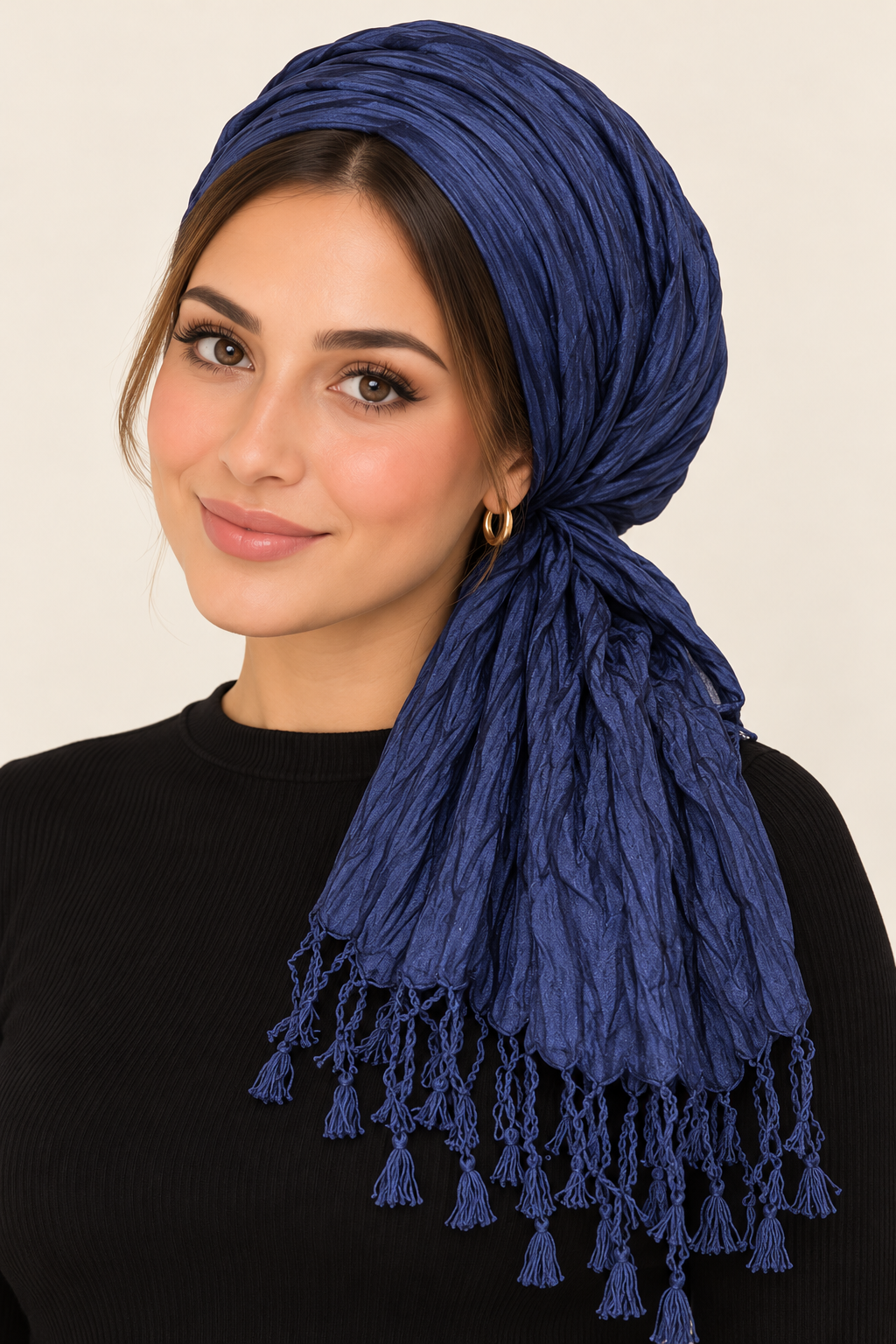 Everyday Luxe Crinkle Headwrap – Navy-Headwrap-The Little Tichel Lady
