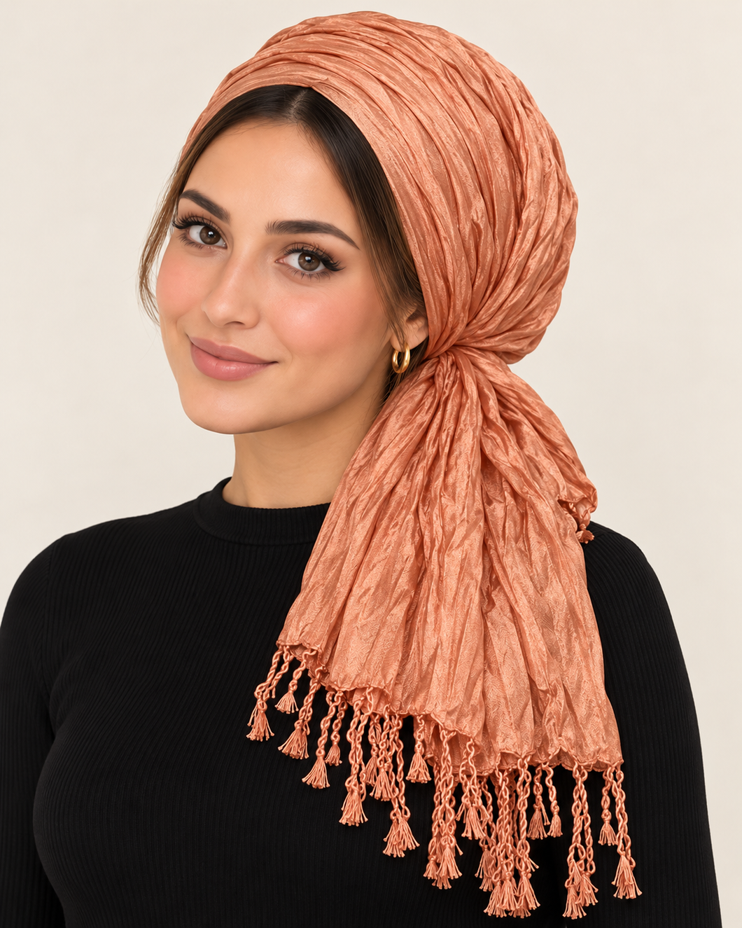 Everyday Luxe Crinkle Headwrap – Peach-Headwrap-The Little Tichel Lady