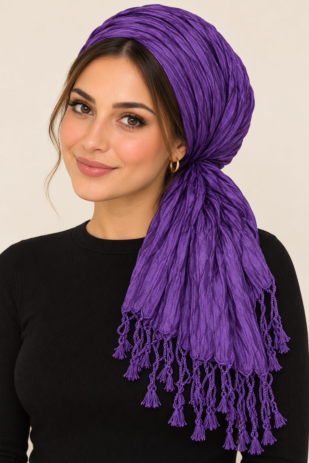 Everyday Luxe Crinkle Headwrap – Purple-Headwrap-The Little Tichel Lady