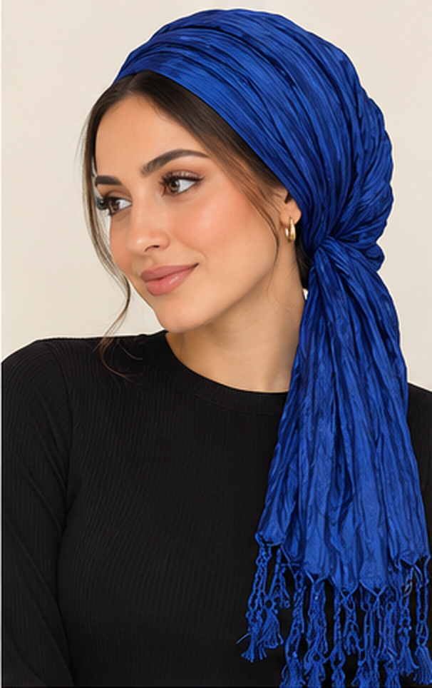 Everyday Luxe Crinkle Headwrap – Royal Blue-Headwrap-The Little Tichel Lady