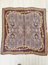 Dior Authentic Designer Headscarf, Brown and Gold