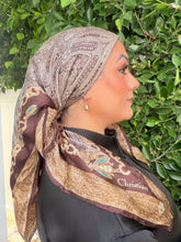 Dior Authentic Designer Headscarf, Brown and Gold
