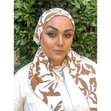 Lightweight Pretied w/ Velvet & Adjustable Band - Abstract Neutral Floral-Pretieds-The Little Tichel Lady