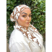 Lightweight Pretied w/ Velvet & Adjustable Band - Abstract Neutral Floral-Pretieds-The Little Tichel Lady