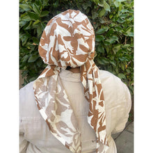 Lightweight Pretied w/ Velvet & Adjustable Band - Abstract Neutral Floral-Pretieds-The Little Tichel Lady