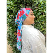 Lightweight Pretied w/ Velvet & Adjustable Band - Poppy Floral Print-Pretieds-The Little Tichel Lady