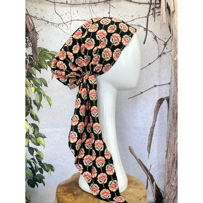 Lightweight Pretied w/ Velvet & Adjustable Band - Thistle Floral Print-Pretieds-The Little Tichel Lady