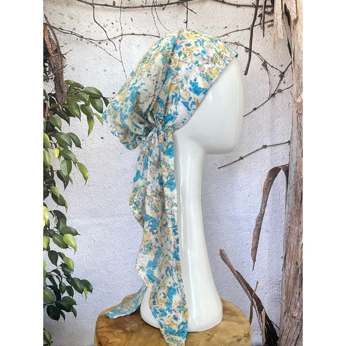 Lightweight Pretied w/ Velvet & Adjustable Band - Everblooming Print-Pretieds-The Little Tichel Lady