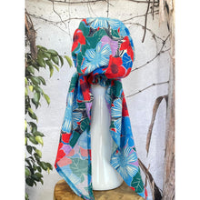 Lightweight Pretied w/ Velvet & Adjustable Band - Poppy Floral Print-Pretieds-The Little Tichel Lady