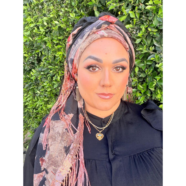 Exquisite Oversized Luxe Square - Black Floral-Squares-The Little Tichel Lady