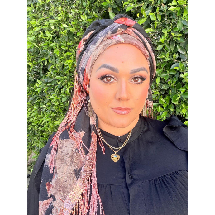 Exquisite Oversized Luxe Square - Black Floral-Squares-The Little Tichel Lady