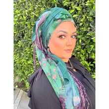 Exquisite Oversized Luxe Square - Hunter Green Floral-Squares-The Little Tichel Lady