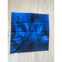 Turkish Satin Print Square - Black/Blue-Squares-The Little Tichel Lady