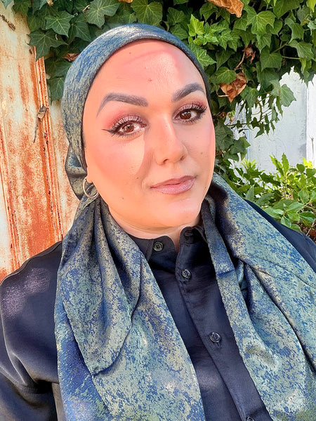 Afterglow Shimmer Square - Midnight Olive-Squares-The Little Tichel Lady