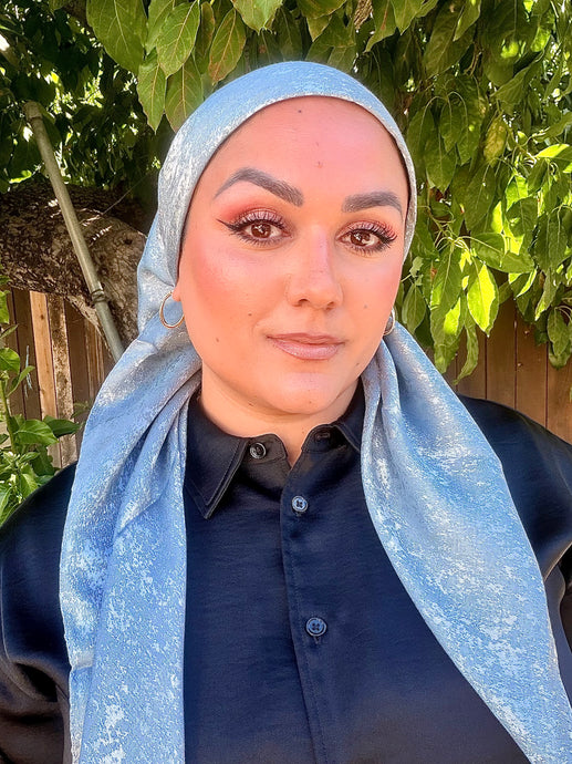 Afterglow Shimmer Square - Icy Blue-Squares-The Little Tichel Lady