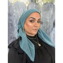 Elegant Stretchy Shimmery Square - Ocean Blue-Squares-The Little Tichel Lady