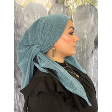 Elegant Stretchy Shimmery Square - Ocean Blue-Squares-The Little Tichel Lady