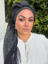 Exquisite Oversized Luxe Square - Black Beaded-Squares-The Little Tichel Lady