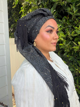 Exquisite Oversized Luxe Square - Black Beaded-Squares-The Little Tichel Lady