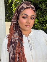 Exquisite Oversized Luxe Square - Brown Floral-Squares-The Little Tichel Lady