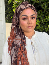 Exquisite Oversized Luxe Square - Brown Floral-Squares-The Little Tichel Lady